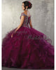 New Arrival 2018 Grape Tulle Quinceanera Dresses Ball Gown Tulle Ruffles Cap Sleeves