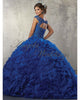 2018 Royal Blue Lace Quinceanera Dresses Organza Ruffles Ball Gowns Sweet 16