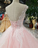 2018 Sexy Pink Prom Dresses with Beadings Sheer Neckline Prom Party Gowns with Sequins