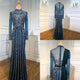 Luxury Muslim Elegant Long Sleeve Beaded Prom Dress with Detachable Train Mermaid Evening Gowns Dresses For Woman AW70199