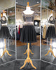 Gorgeous Two Piece Short Homecoming Dresses Gold Beadings Black Chiffon A line Party Gowns