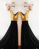 Gold Sequins Black Chiffon Bridesmaid Dresses Ruffles V-Neck Floor Length