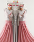 Silver Sequins Dirty Pink Chiffon Bridesmaid Dresses Ruffles V-Neck Floor Length