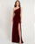 2021 Elegant One Shoulder Burgundy Bridesmaid Dresses Split Side Soft Velvet Party Dress for Bridesmaids