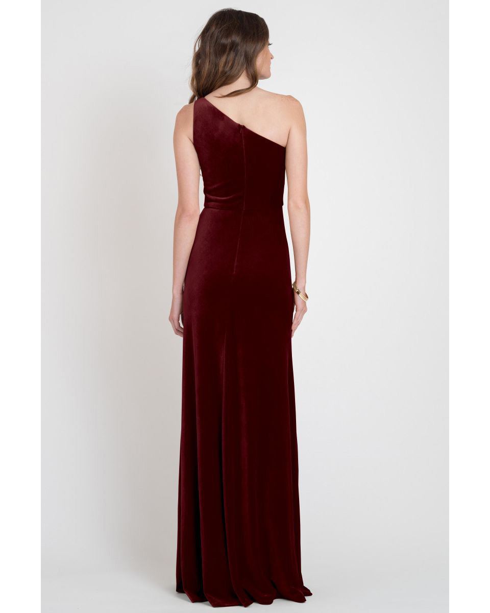 2021 Elegant One Shoulder Bridesmaid Dresses Split Side Soft Velvet Party Dress for Bridesmaids 2021 Elegant One Shoulder Bridesmaid Dresses Split Side Soft Velvet Party Dress for Bridesmaids