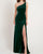 2021 Elegant One Shoulder Bridesmaid Dresses Emerald Green Split Side Soft Velvet Party Dress for Bridesmaids