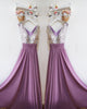 Silver Sequins Purple Chiffon Bridesmaid Dresses Ruffles V-Neck Floor Length
