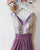 Silver Sequins Purple Chiffon Bridesmaid Dresses Ruffles V-Neck Floor Length