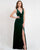 Emerald Long Bridesmaid Dresses Split V-Neck Stunning Velvet Party Dress for Bridesmaids