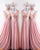 Rose Gold Sequins Dusty Pink Chiffon Bridesmaid Dresses Ruffles V-Neck Floor Length
