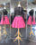 2018 Sexy Two Piece Short Homecoming Dresses Fuchsia Satin Skirt Black Lace Full Sleeve