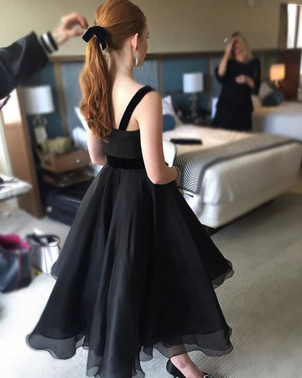 2018 Golden Globes Sadie Sink Black Ball Gowns Organza Ruffles Celebrity Dresses Ankle Length 2018 Golden Globes Sadie Sink Black Ball Gowns Organza Ruffles Celebrity Dresses Ankle Length