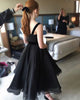 2018 Golden Globes Sadie Sink Black Ball Gowns Organza Ruffles Celebrity Dresses Ankle Length