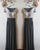 Modest Silver Sequins Grey Chiffon Bridesmaid Dresses Short Sleeves Ruffles V-Neck Floor Length