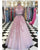 Elegant Two Pieces Prom Dresses with Halter Pink Long Lace Tulle Prom Gowns 2018 New Arrival