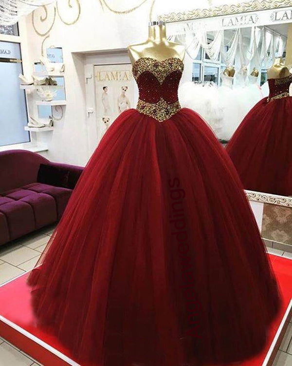Sparkly 2018 Quinceanera Dresses Burgundy Strapless Tulle Ball Gown Sw angelaweddings Sparkly 2018 Quinceanera Dresses Burgundy Strapless Tulle Ball Gown Sw angelaweddings