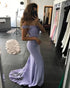 Fashion 2018 Lilac Mermaid Prom Dresses Off the Shoulder Sexy Party Gowns with Sheer Lace Train
