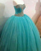 Gorgeous Turquoise Quinceanera Dresses Sweetheart Beaded Crystals Tulle Puffy Ball Gowns Sweet 16 Dress Quince Gowns