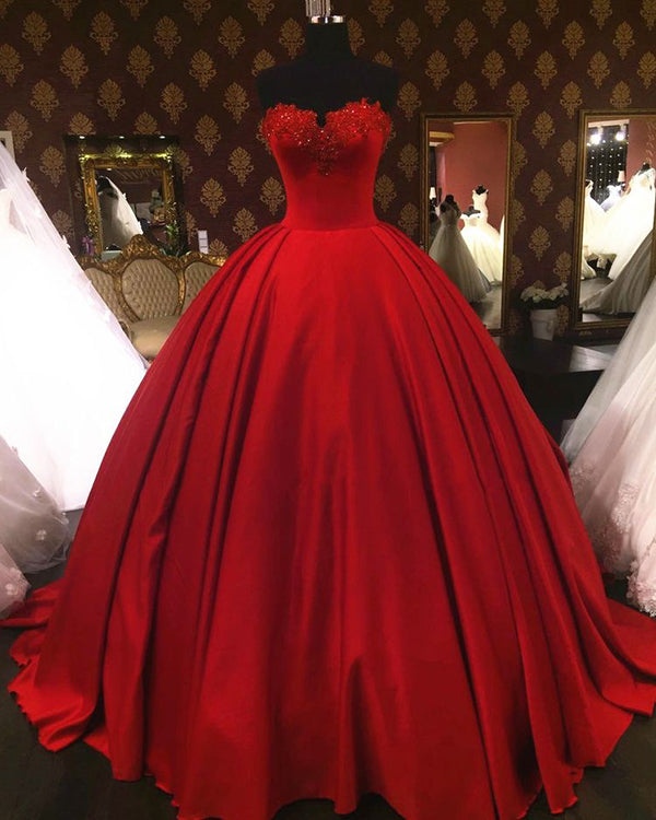 Princess Quinceanera Dresses Sweet 16 Beaded Red 3D Flower Party Prom Ball  Gowns | eBay