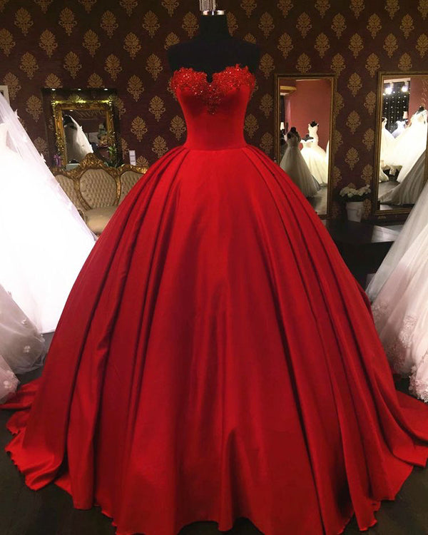 Dark Red Quinceanera Dresses with Lace Appliques Satin Strapless Ball angelaweddings Dark Red Quinceanera Dresses with Lace Appliques Satin Strapless Ball angelaweddings