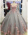 Beautiful Gray Quinceanera Dresses with Pink Lace Sheer Scoop Ball Gowns Sweet 16 Dress