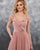 2019 Elegant Deep V-Neck Dusty Pink Chiffon Bridesmaid Dress Party Gowns Floor Length