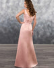 Coral Satin Long Bridesmaid Dresses with Pockets Sexy V-Neck Party Gowns Floor Length