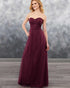 Sexy Burgundy Tulle A-line Bridesmaid Dresses Sweetheart Long Party Gowns Backless