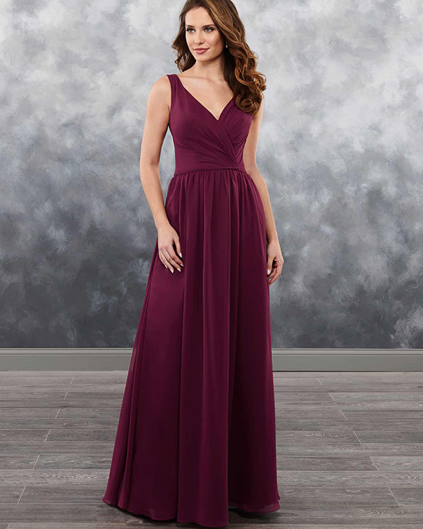 2019 Elegant Dark Burgundy Chiffon Bridesmaid Dresses V-Neck Party Gowns Long 2019 Elegant Dark Burgundy Chiffon Bridesmaid Dresses V-Neck Party Gowns Long