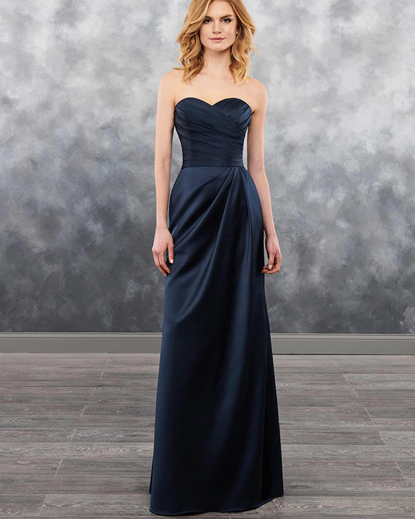 Sexy Navy Blue Sheath Bridesmaid Dresses Sweetheart Long Satin Party Gowns Sexy Navy Blue Sheath Bridesmaid Dresses Sweetheart Long Satin Party Gowns