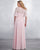 Pink Chiffon Bridesmaid Dresses with Short Sleeve V-Neck Party Gown Floor Length
