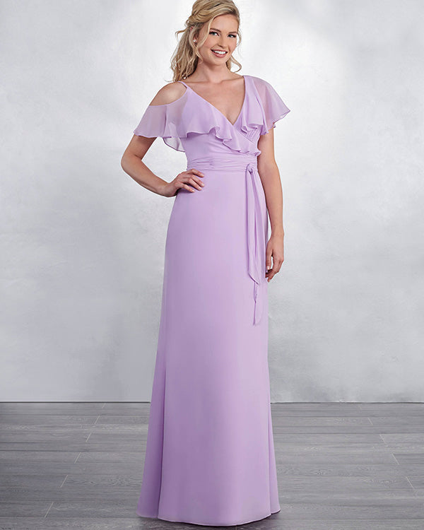 Modest Lilac Chiffon Bridesmaid Dresses with V-Neck Long Party Gowns New Arrival Modest Lilac Chiffon Bridesmaid Dresses with V-Neck Long Party Gowns New Arrival