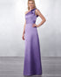 Elegant One Shoulder Purple Satin Bridesmaid Dresses Bow Long Party Gowns 2019