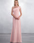 Elegant One Shoulder Pink Chiffon Bridesmaid Dresses Ruffles Long Party Gowns New