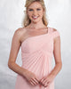 Elegant One Shoulder Pink Chiffon Bridesmaid Dresses Ruffles Long Party Gowns New