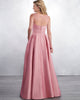 2019 Sexy Sheer Neck Pink Satin Bridesmaid Dresses A-line Party Gown Floor Length