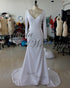 Simple Long Sleeve Wedding Dresses V-Neck Silk Satin Mermaid Wedding Gown with Plunge V-Back