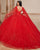 Glitter Red Quinceanera Dress 3D Flowers Sequined Tulle Lace Ball Gowns Sweet 16 vestidos de quinceañera
