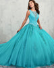 Turquoise Puffy Tulle Ruffles Quinceanera Dresses Beaded Lace Ball Gown Sweet vestidos de quinceañera