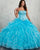 Strapless Blue Quinceanera Dresses Beaded Lace Organza Puffy Ruffles Ball Gown vestidos de quinceañera