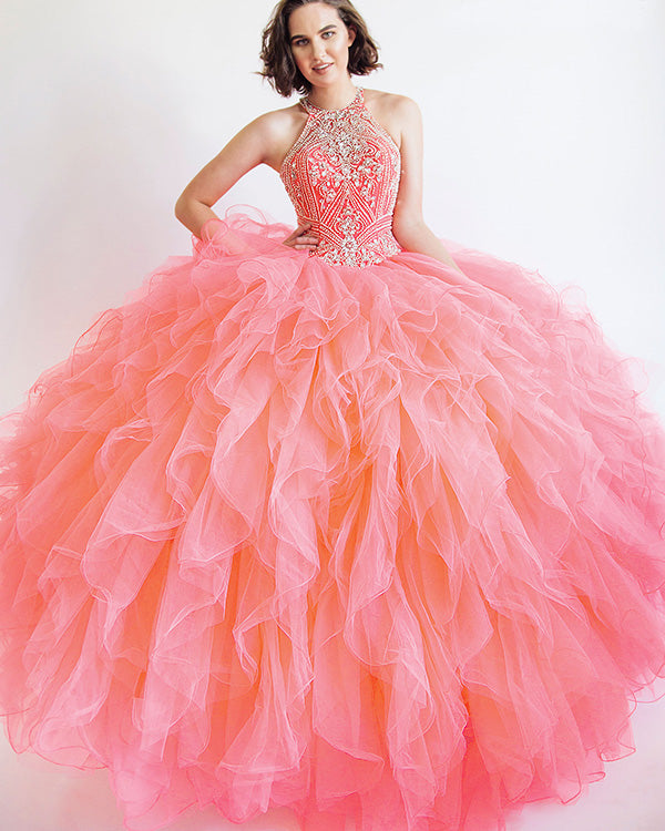 coral pink quince dress Ball Gown Organza Sweetheart Pink Quinceanera Dress Pink / 0