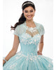 Illusion Aqua Tulle Lace Quinceanera Dresses with Lace Appliques Long Prom Ball Gown Sweet 16