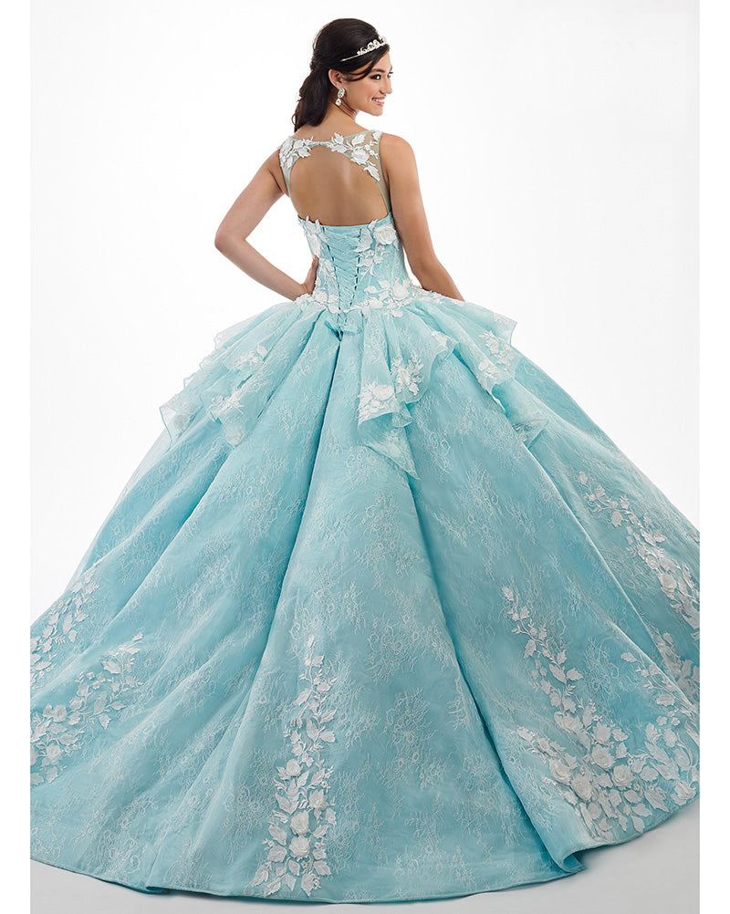 Illusion Aqua Tulle Lace Quinceanera Dresses with Lace Appliques Long Prom Ball Gown Sweet 16 Illusion Aqua Tulle Lace Quinceanera Dresses with Lace Appliques Long Prom Ball Gown Sweet 16