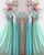 Silver Sequins Mint Chiffon Bridesmaid Dresses Ruffles V-Neck Floor Length
