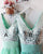 Silver Sequins Mint Chiffon Bridesmaid Dresses Ruffles V-Neck Floor Length
