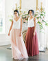 Romantic Lace Tulle Skirts Bridesmaid Dresses with V-Neckline A-line Party Gowns Floor Length