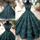 Dark Green Ball Gown Evening Dresses with Cap Sleeves 2018