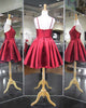 Popular 2018 Burgundy Satin Skirt Homecoming Dresses Spaghetti Straps Ball Gown Prom Party Gowns