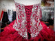 Burgundy Quinceanera Dresses Beaded Sparkly Rhinestones Puffy Ruffles Ball Gown Sweet 16 Dress vestidos de quinceañera