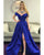 Popular Royal Blue Prom Dresses with Split Side Sexy Off The Shoulder Prom Gowns for Party 2018